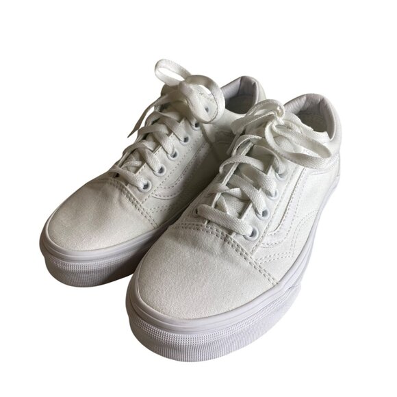 Vans Old Skool White Canvas Sneakers Womens Size 5.5 NEW - Picture 2 of 9